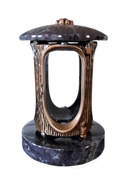 Подсвечник (лампада для кладбища) из гранита Orion, бронзовый, с цветочком ZGR20